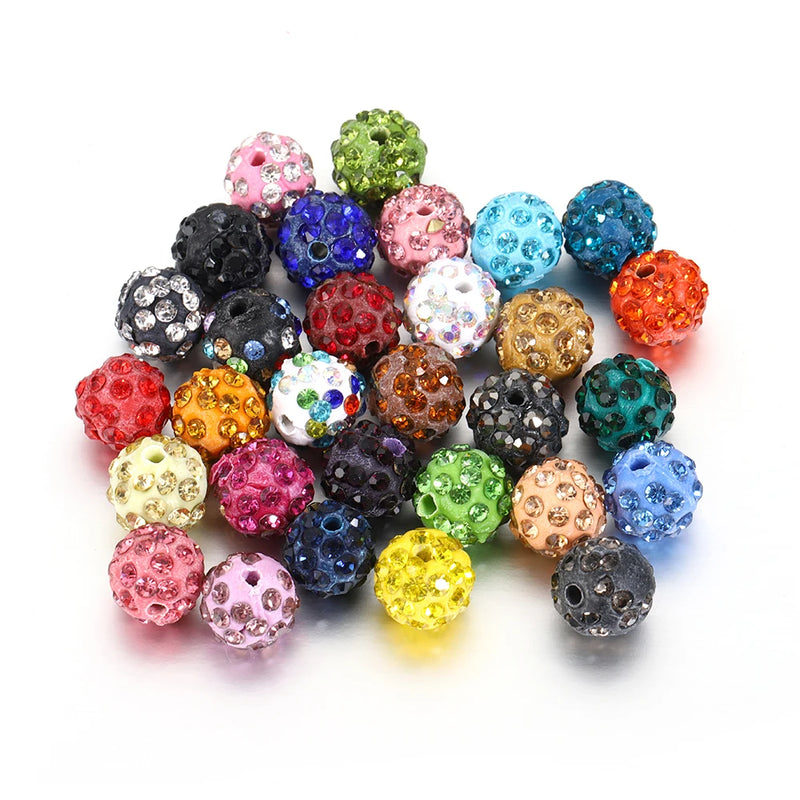 50pcs Glass Rhinestone Bead Clay Crystal Spacer Loose Beads for DIY