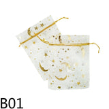 50pcs Glitter Star Organza Bags 7x9cm Jewelry Packaging Wedding Party Decor