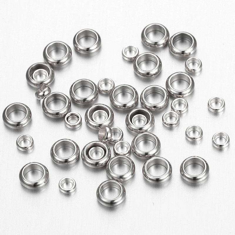 50pcs Stainless Steel Spacer Beads for DIY Necklace Jewelry Making
