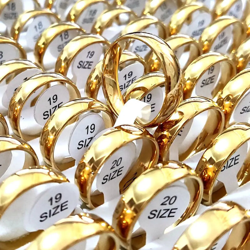 50pcs Plate Wedding Rings 6mm Stainless Steel Band Engagement Rings Party Gift