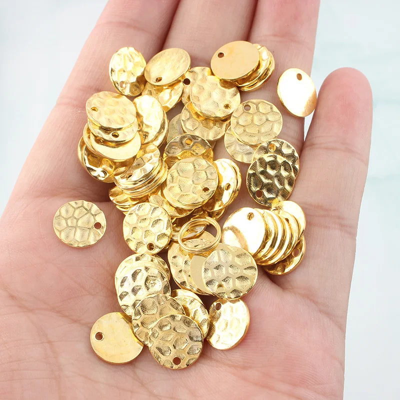 50pcs Brass Disc Charm Pendant for DIY Jewelry Making