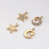 50pcs Plated Star Moon Charms Rhinestone Pendants Diy Jewelry Making