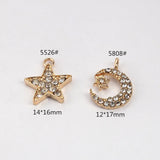 50pcs Plated Star Moon Charms Rhinestone Pendants Diy Jewelry Making