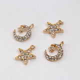 50pcs Plated Star Moon Charms Rhinestone Pendants Diy Jewelry Making