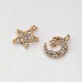 50pcs Plated Star Moon Charms Rhinestone Pendants Diy Jewelry Making