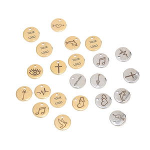 50pcs Gold/Rose Stainless Steel Blank Dog Tags Round Charm Pendants 6mm/8mm/10mm