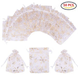 50pcs Silver Snowflake Organza Sheer Gauze Jewelry Bags Christmas Gift Bags