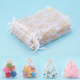 50pcs Silver Snowflake Organza Sheer Gauze Jewelry Bags Christmas Gift Bags