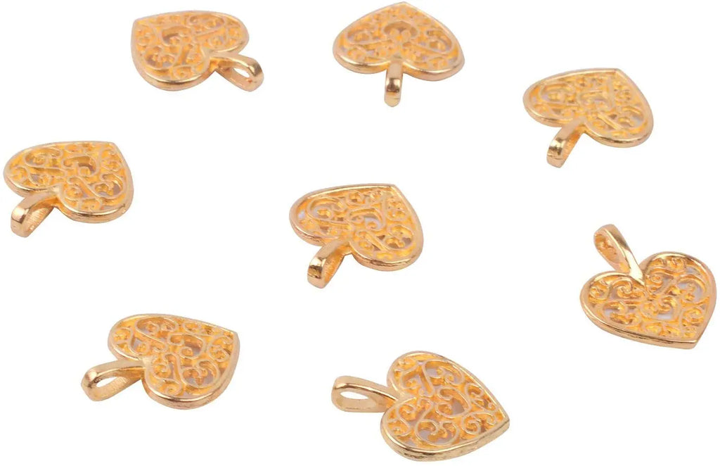 50pcs Golden Heart Shape Charms for DIY Bracelets Necklaces
