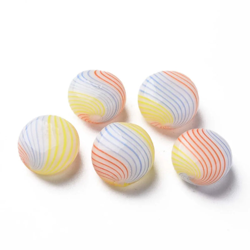 50pcs Striped Glass Globe Beads 15~16mm for DIY Jewelry Making
