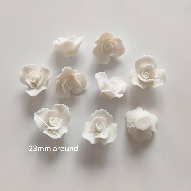 50pcs Ceramic Flower Porcelain Hair Accessories for DIY Jewelry Making