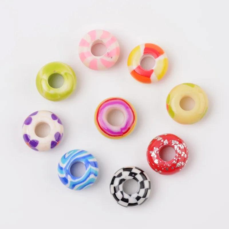 50pcs Polymer Clay Enamel European Beads Rondelle Spacer Beads 14x7.5mm
