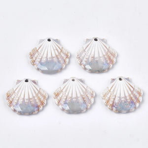 50pcs Porcelain Scallop Shell Charms For Necklace Earring Making 28.5x30x6mm