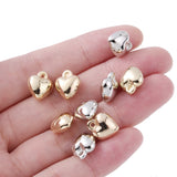 50pcs Heart Shape Pendant Beads CCB Metal Charm Beads for Jewelry Making