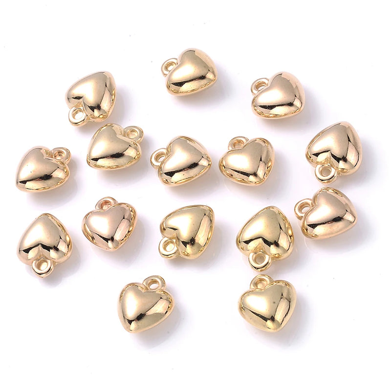 50pcs Heart Shape Pendant Beads CCB Metal Charm Beads for Jewelry Making