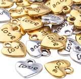 50pcs Heart Shape Pendant Charms Alloy Love Bead Charms DIY Art Jewelry Making