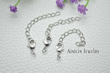 50pcs High Silver 7x12mm Lobster Clasps With 45mm Chain Jewelry Making