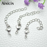 50pcs High Silver 7x12mm Lobster Clasps With 45mm Chain Jewelry Making