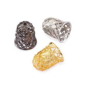 50pcs Hollow Bell Flower Brass Cord Ends Caps 15x12mm