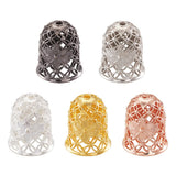 50pcs Hollow Bell Flower Brass Cord Ends Caps 15x12mm
