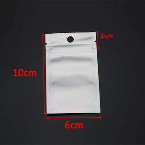 50pcs Holographic Ziplock Bags Resealable Plastic Pouch for Jewelry Crafts