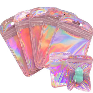 50pcs Iridescent Self Sealing Ziplock Bags Jewelry Retail Packaging Pouches