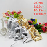50pcs Silver/Gold Velvet Bag Drawstring Jewelry Pouch 7x9 9x12 10x15cm