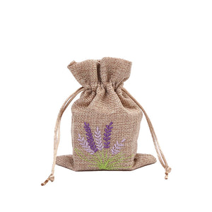 50pcs Flax Drawstring Jewellery Pouch with Stitchwork Hoist Bag