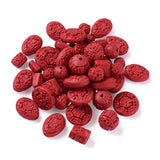 50pcs Cinnabar Jewelry Beads Mixed Shapes Red 12-22mm with 2mm Hole