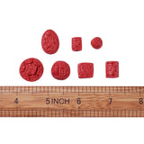 50pcs Cinnabar Jewelry Beads Mixed Shapes Red 12-22mm with 2mm Hole