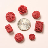 50pcs Cinnabar Jewelry Beads Mixed Shapes Red 12-22mm with 2mm Hole