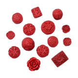 50pcs Cinnabar Jewelry Beads Mixed Shapes Red 12-22mm with 2mm Hole