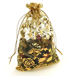 50pcs Organza Sheer Pouches Bronzing Rose Gift Bags 5ZSH333