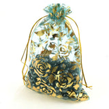 50pcs Organza Sheer Pouches Bronzing Rose Gift Bags 5ZSH333