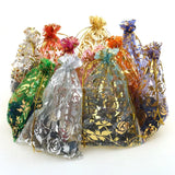 50pcs Organza Sheer Pouches Bronzing Rose Gift Bags 5ZSH333
