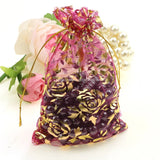 50pcs Organza Sheer Pouches Bronzing Rose Gift Bags 5ZSH333