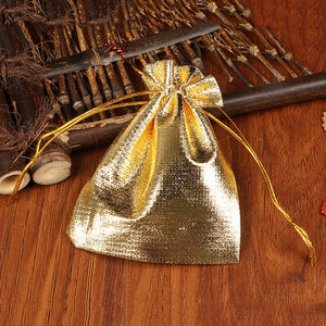 50pcs Foil Cloth Drawstring Jewelry Gift Bags for DIY Wedding Party