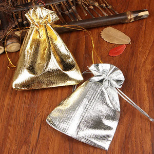 50pcs Foil Cloth Drawstring Jewelry Gift Bags for DIY Wedding Party