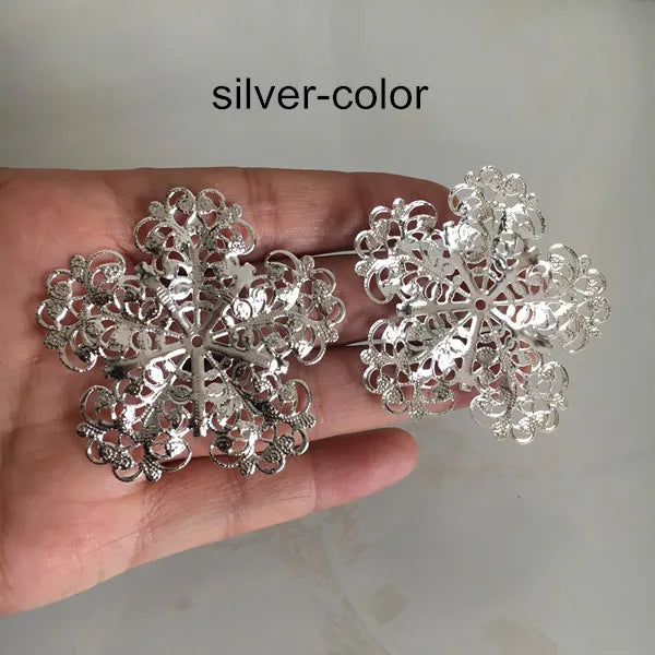 50pcs Large Metal Flower Bead Caps, 51mm, Gold, Silver, Bronze