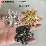 50pcs Large Metal Flower Bead Caps, 51mm, Gold, Silver, Bronze