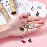 50pcs European Dangle Beads with Glass Heart Pendants Mixed