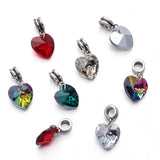 50pcs European Dangle Beads with Glass Heart Pendants Mixed