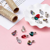 50pcs European Dangle Beads with Glass Heart Pendants Mixed