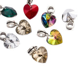 50pcs European Dangle Beads with Glass Heart Pendants Mixed