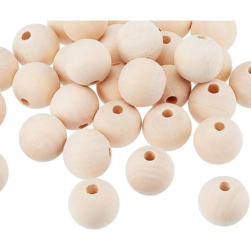 50pcs Large Hole Unfinished Wood Beads 25mm Round Spacer Bead DIY Jewelry Making