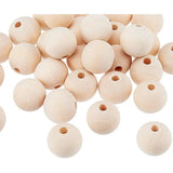 50pcs Large Hole Unfinished Wood Beads 25mm Round Spacer Bead DIY Jewelry Making