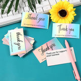 50pcs Laser Holographic Thank You Label Greeting Card for Gifts Shop Packaging