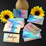 50pcs Laser Holographic Thank You Label Greeting Card for Gifts Shop Packaging