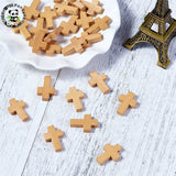 50pcs Cross Shape Wood Pendants Charms for DIY Jewelry Making Accessories