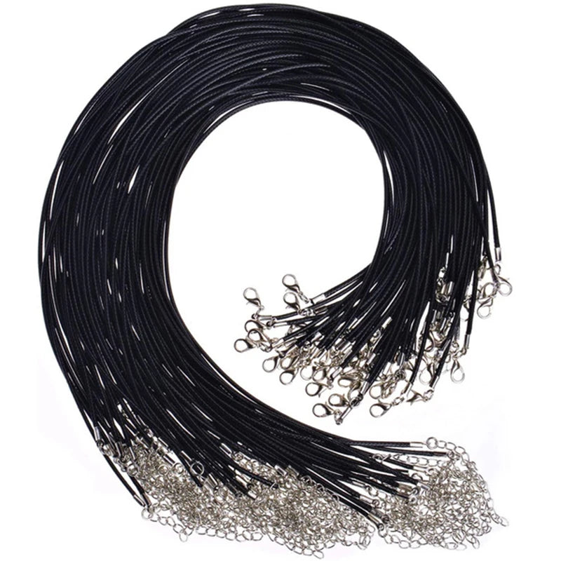 50pcs Leather Waxed Cord DIY Jewelry String Strap Chain Necklace Rope